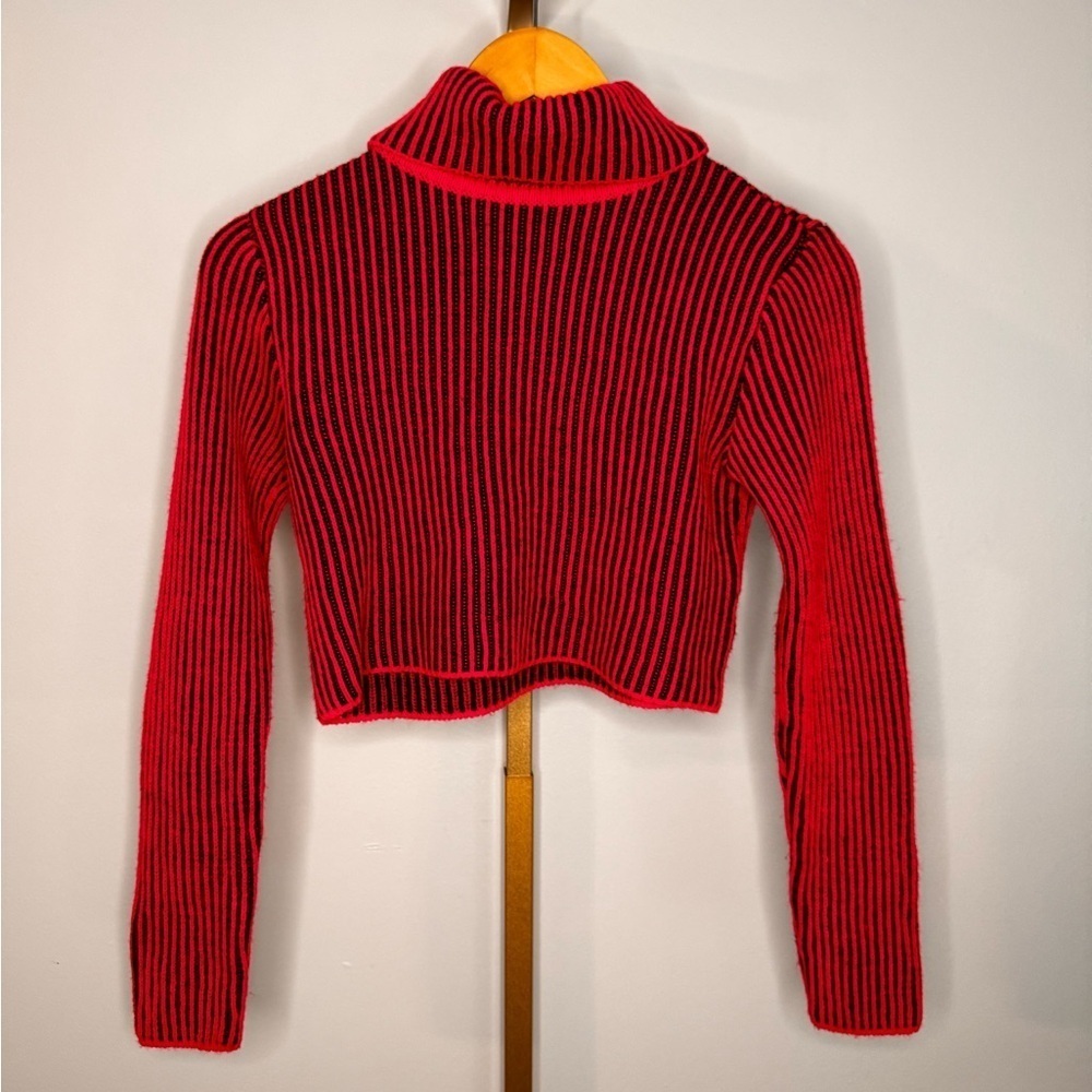 Pink and Black Striped Turtleneck Sweater - Picture 5 of 7